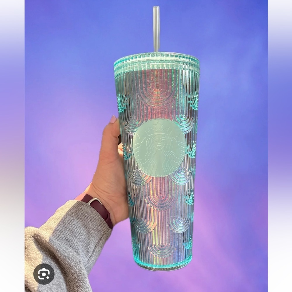Starbucks Mermaid Iridescent Green Blue Straw Tumbler Venti
